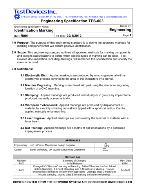 TES-003 Identification Marketing R001