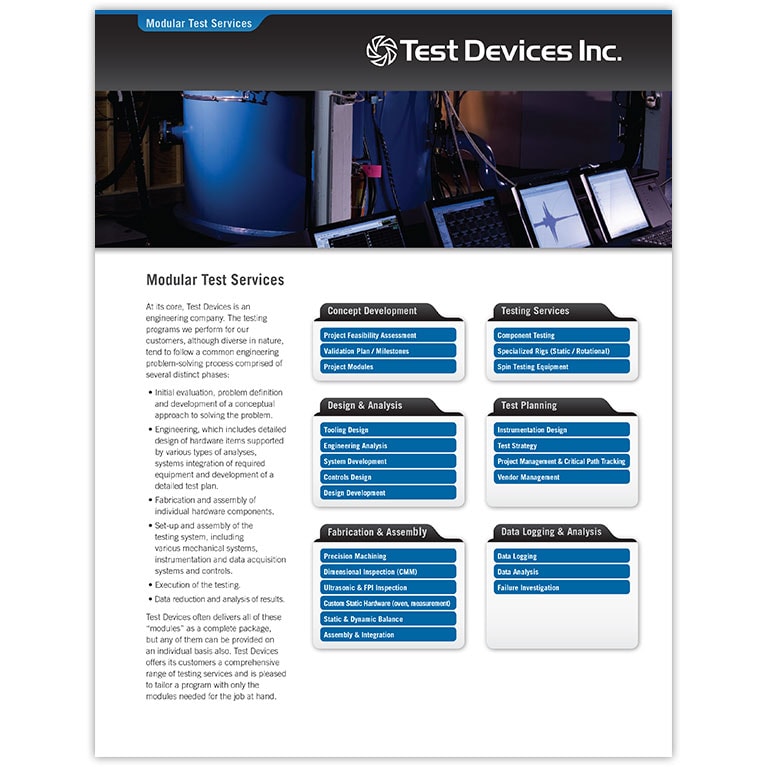Modular Test Services one sheeter