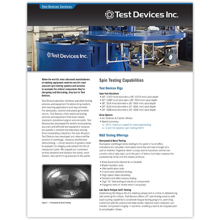 Test Devices Services one sheeter