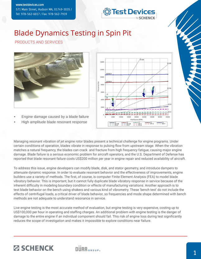 Blade Dynamic Spin Testing in Spin Pit one sheeter