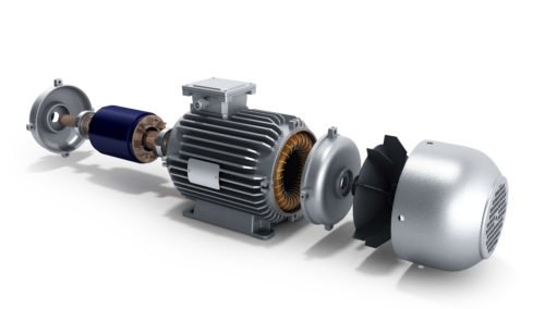 electric motor in disassembled state 3d illustration on a white background