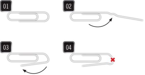 Paperclips at 4 stages to illustrate low cycle fatigue